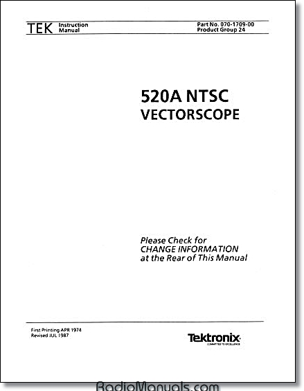 Tektronix 520A Instruction Manual Tektronix 520A Instruction Manual